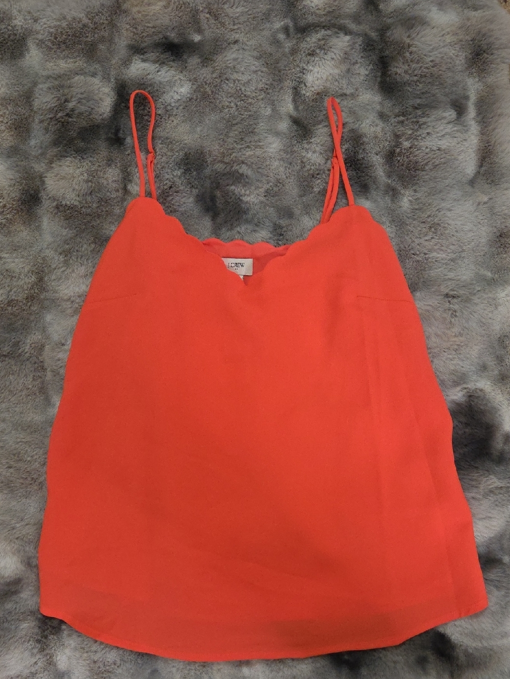 J. Crew Coral Scallop-Edge Spaghetti-Strap Camisole